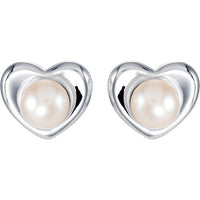 Sterling Silver Freshwater Cultured Pearl Heart Earrings 2