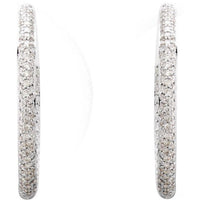 18K White 1 1/2 CTW Diamond Inside-Outside Hinged 28 mm Hoop Earrings 2