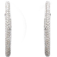 18K White 1 1/2 CTW Diamond Inside-Outside Hinged 28 mm Hoop Earrings 2