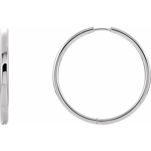 Sterling Silver 24 mm Hinged Hoop Earrings 1