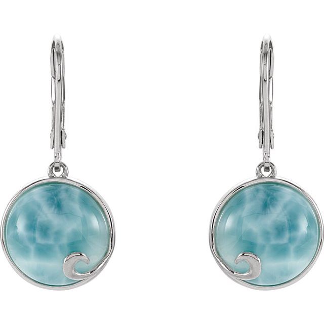 Sterling Silver Larimar Lever Back Earrings 2