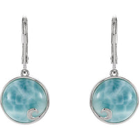 Sterling Silver Larimar Lever Back Earrings 2
