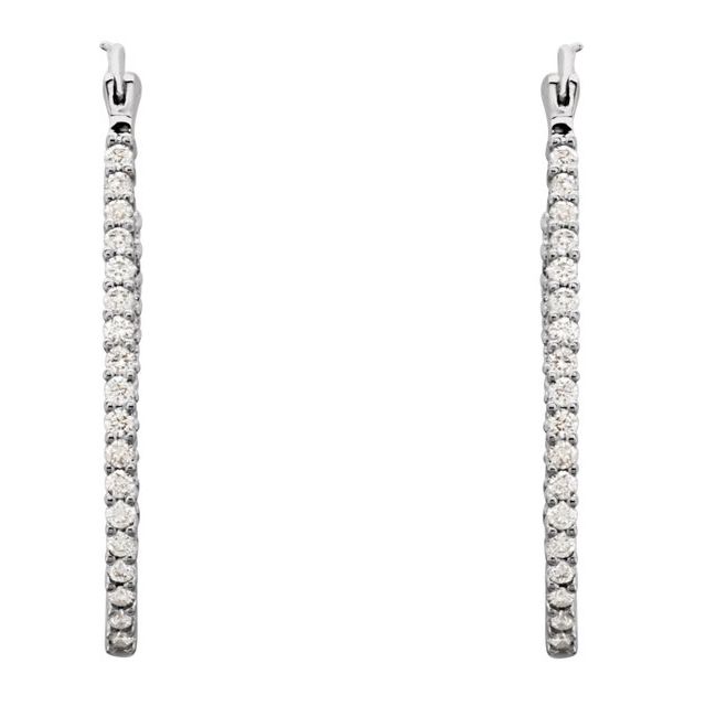 Platinum 1 CTW Diamond Inside-Outside Oval Hoop Earrings 2