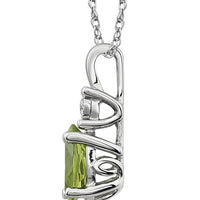 14K White Gold Natural Peridot & .02 CT Natural Diamond 18" Necklace