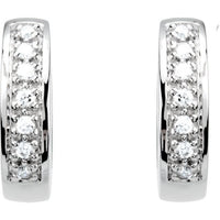 14K White 1/6 CTW Diamond Hoop Earrings 2