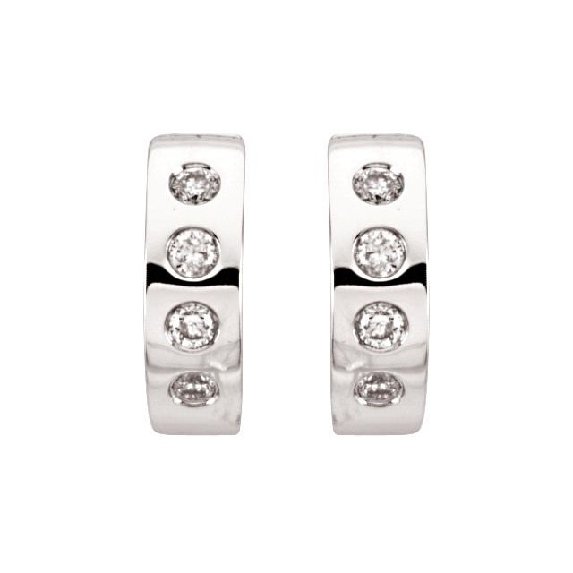 14K White 1/3 CTW Diamond Bezel-Set Hoop Earrings 2
