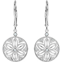 Sterling Silver .08 CTW Diamond Lever Back Earrings 2