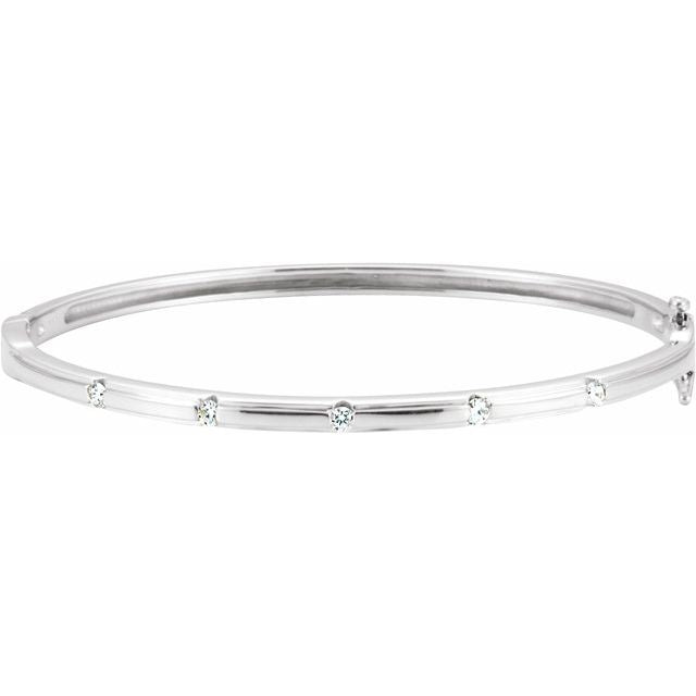 14K White 1/4 CTW Diamond Bangle Bracelet 1