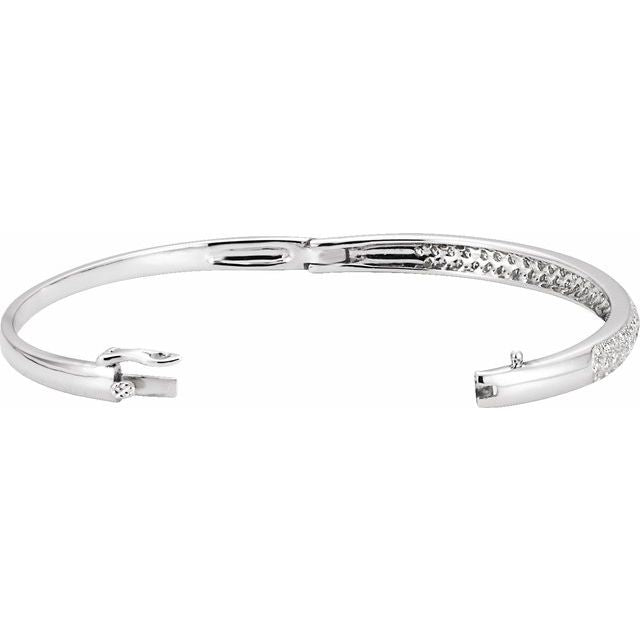 14K White 1 1/2 CTW Diamond Cuff 7" Bracelet 2