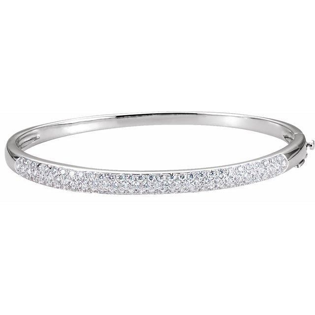 14K White 1 1/2 CTW Diamond Cuff 7" Bracelet 1
