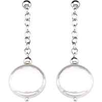 Sterling Silver 12-13 mm Freshwater Cultured Coin Pearl Earrings