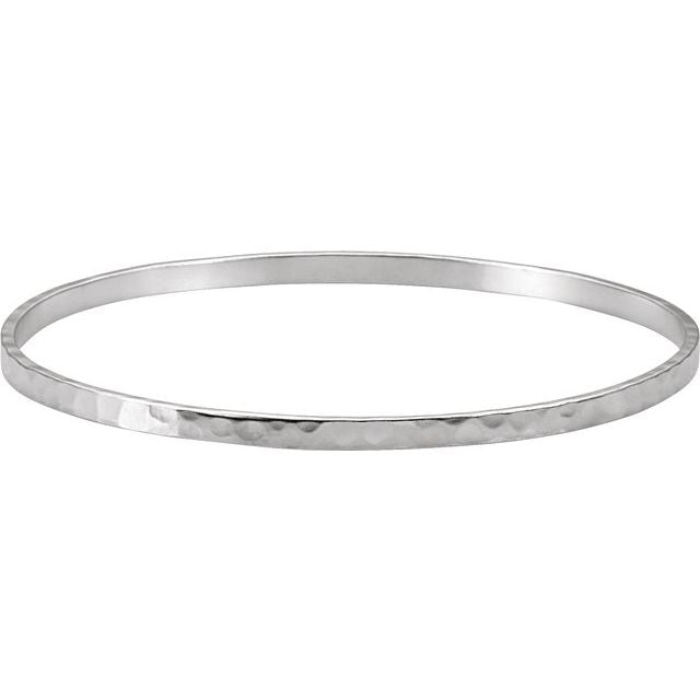 Sterling Silver 3.25 mm Hammered Bangle Bracelet 1