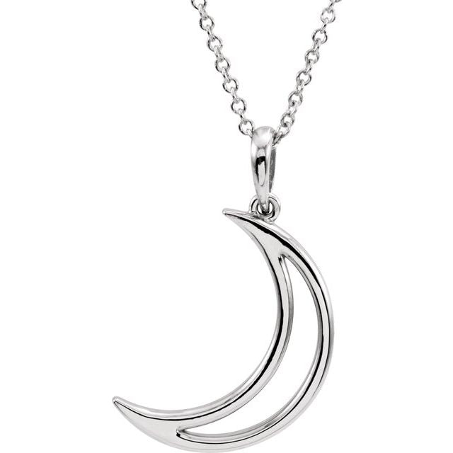 Sterling Silver 25.65x4.7 mm Crescent Moon 16" Necklace 1