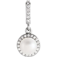 14K White Gold Cultured White Gold Freshwater Pearl & 1/10 CTW Natural Diamond Pendant