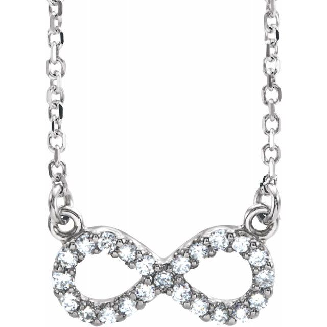 14K White 1/6 CTW Diamond Infinity 17" Necklace 1