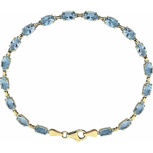 14K Yellow Sky Blue Topaz 7.25" Bracelet 1