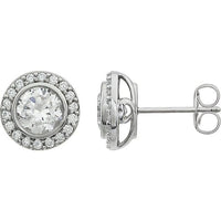 Sterling Silver 6 mm Round Cubic Zirconia Halo-Style Earrings 1