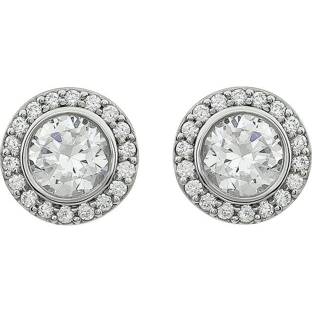Sterling Silver 6 mm Round Cubic Zirconia Halo-Style Earrings 2