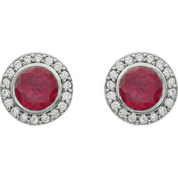 Sterling Silver 6 mm Round Red Cubic Zirconia Halo-Style Earrings 2