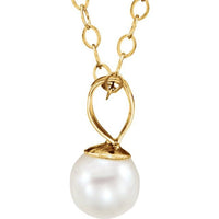 14K Yellow Freshwater Cultured Pearl 15" Necklace 2