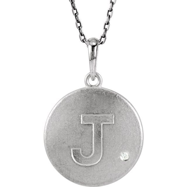 Sterling Silver .005 CTW Diamond Initial J 18" Necklace