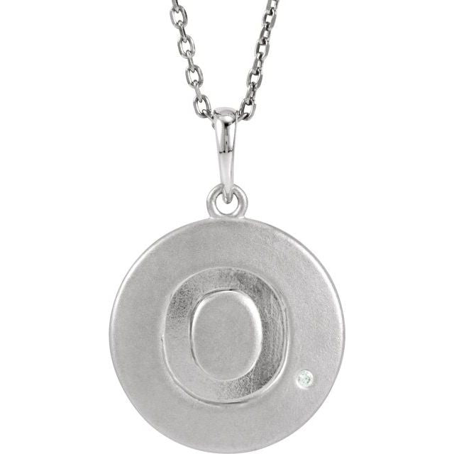 Sterling Silver .005 CTW Diamond Initial O 18" Necklace