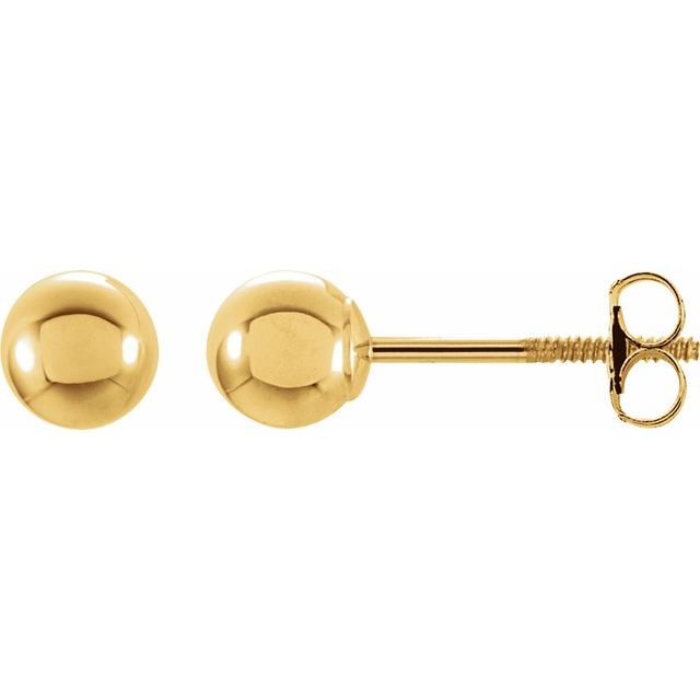 14K Yellow Gold 6 mm Ball Stud Earrings