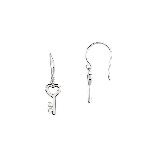 Sterling Silver Petite Key Earrings 1