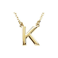 14K Yellow Gold Block Initial K 16" Necklace
