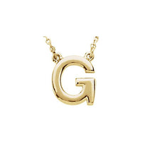 14K Yellow Gold Block Initial G 16" Necklace
