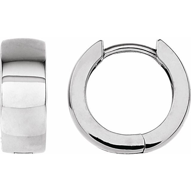 Sterling Silver 14 mm Hinged Hoop Earrings 1