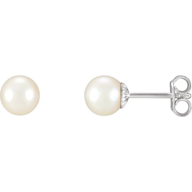 Sterling Silver 7-7.5 mm Freshwater Cultured Pearl Earrings 1
