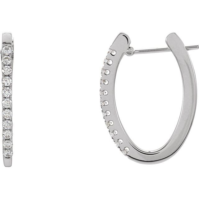 14K White 1/3 CTW Diamond Hoop Earrings 1