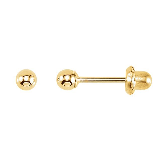 14K Yellow Gold Ball Stud Piercing Earrings