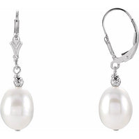 Sterling Silver 9-9.5 mm Freshwater Cultured Pearl Earrings 1