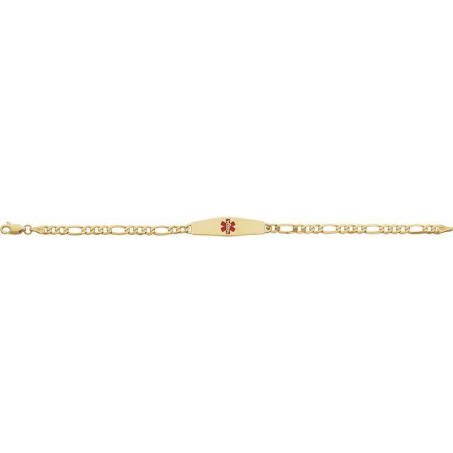 14K Yellow & Red Enamel Medical Identification 7" Bracelet 1