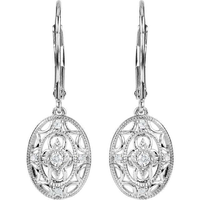 Sterling Silver 1/10 CTW Diamond Lever Back Earrings 2
