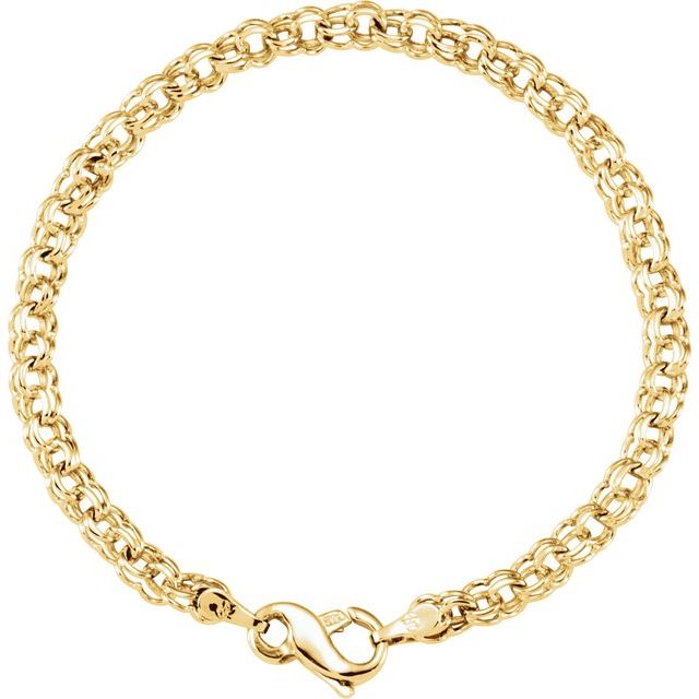 14K Yellow Solid Double Link Charm Bracelet 1