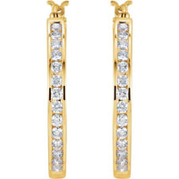 14K Yellow 1 CTW Diamond Hoop Earrings 2