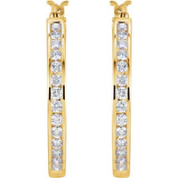 14K Yellow 1 CTW Diamond Hoop Earrings 2