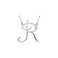 14K White Gold Script Initial R 16" Necklace