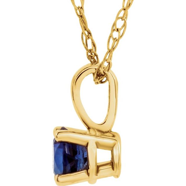 14K Yellow 3 mm Round September Genuine Blue Sapphire Youth Birthstone 14" Necklace 2