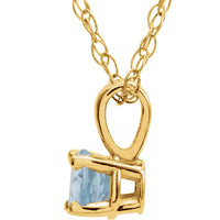 14K Yellow 3 mm Round March Imitation Aquamarine Youth Birthstone 14" Necklace 2