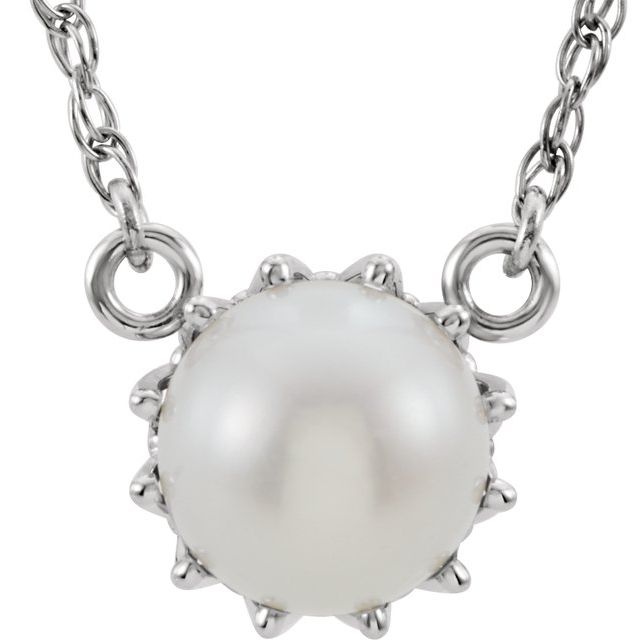 14K White Gold Cultured White Gold Freshwater Pearl 18" Necklace