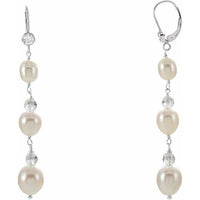 Sterling Silver Freshwater Pearl & Crystal Earrings 1