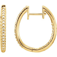 14K Yellow 1/2 CTW Diamond Inside-Outside Hinged 22.5 mm Hoop Earrings 1