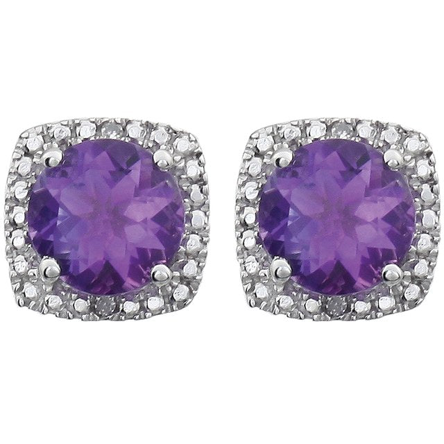 Sterling Silver Amethyst & .015 CTW Diamond Earrings 2