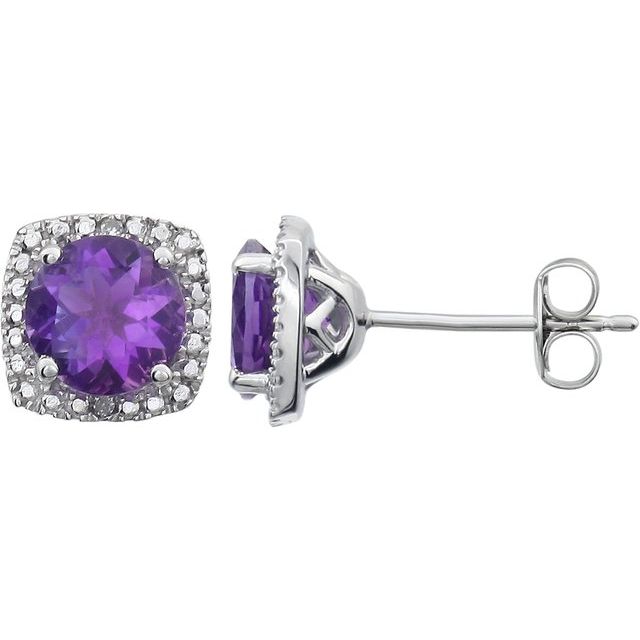 Sterling Silver Amethyst & .015 CTW Diamond Earrings 1