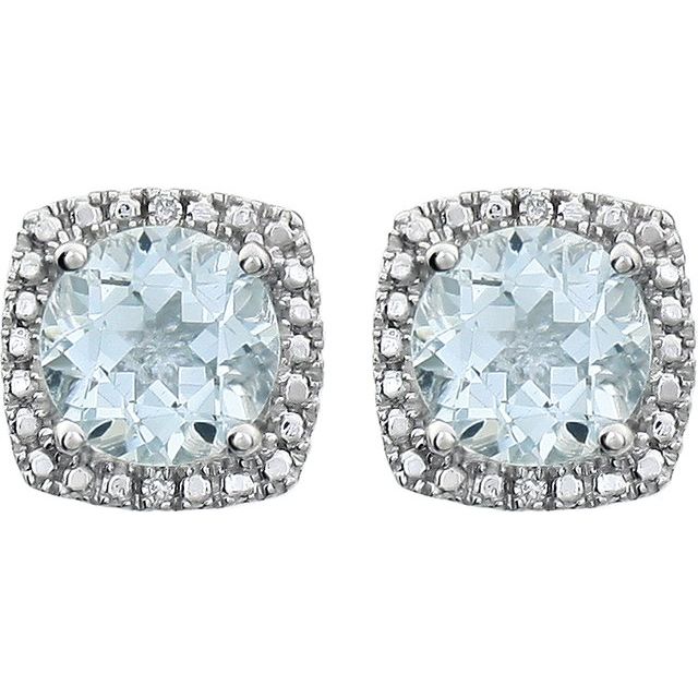Sterling Silver 6 mm Aquamarine & .015 CTW Diamond Earrings 2