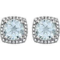 Sterling Silver 6 mm Aquamarine & .015 CTW Diamond Earrings 2